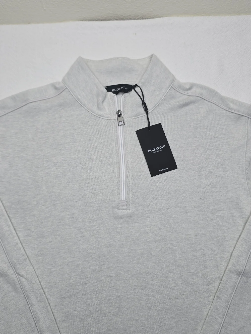 Bugatchi Men's Quarter Zip Pullover Sweater Gray Size L NWT